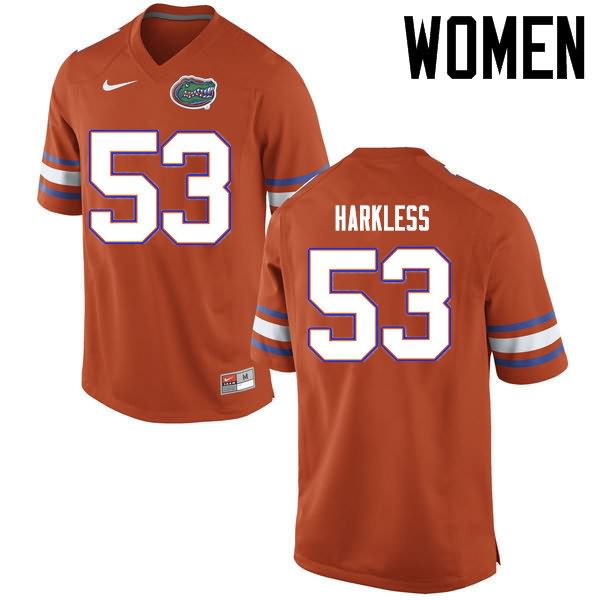 Women's NCAA Florida Gators Kavaris Harkless #53 Stitched Authentic Nike Orange College Football Jersey CJV2265YZ